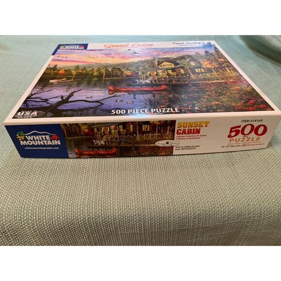 White Mountain Puzzle 500 Pieces Sunset Cabin Theme - Picture 3 of 7